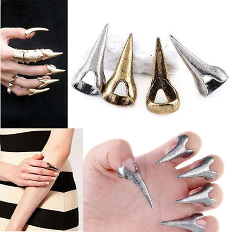 

Mens Women Retro Punk Rock Gothic Talon Nail Knuckle Finger Claw Spike Ring