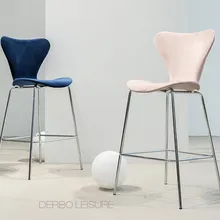 Современная классика дизайн модные роскошные красивые красочные велютум бархат ткань высокая стул барный кухня номер счетчик табурет 1 шт