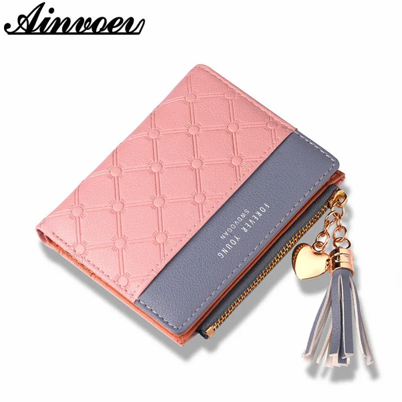 

Ainvoev 2019 Women Wallets Leather Female Purse Mini Hasp Solid Multi-Cards Holder Fashion Coin Short Wallets Slim Small Wallet