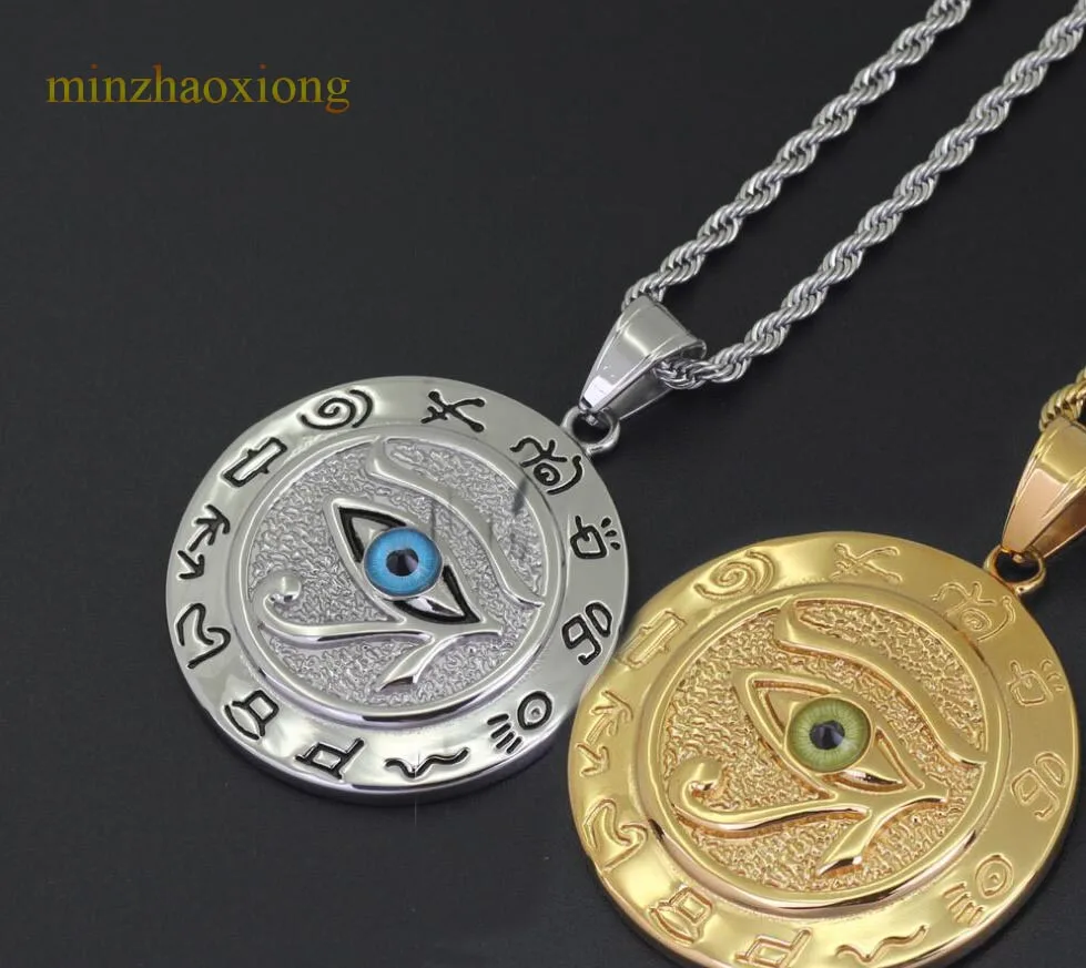 

Brand Stainless Steel Ancient Egyptian Horus Eye Pendant Defends Health Happiness Amulet Clavicle Chain Necklace Women Jewelry