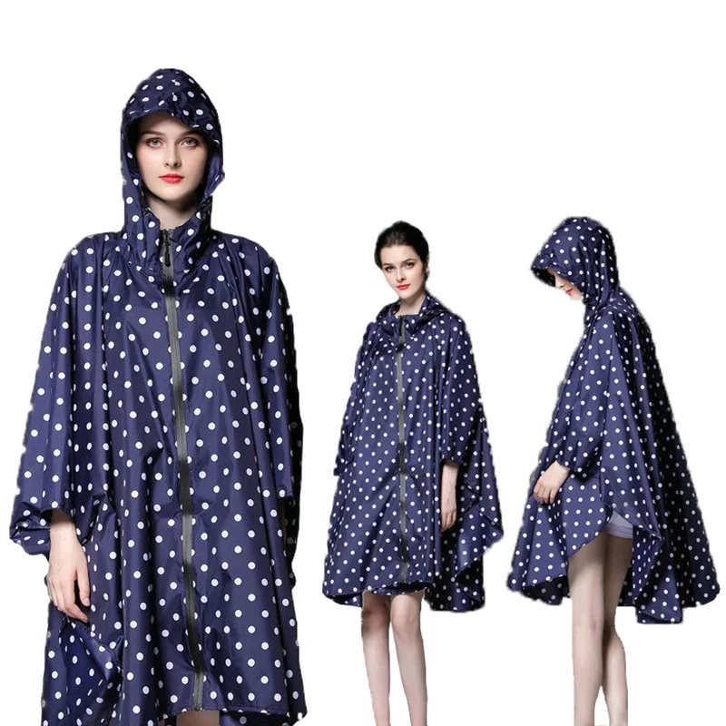 Thin Breathable Dot Raincoat Women Travel/Bike Rain Poncho Outdoor