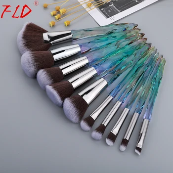 FLD 10Pcs Crystal Makeup Brushes Set Powder  4