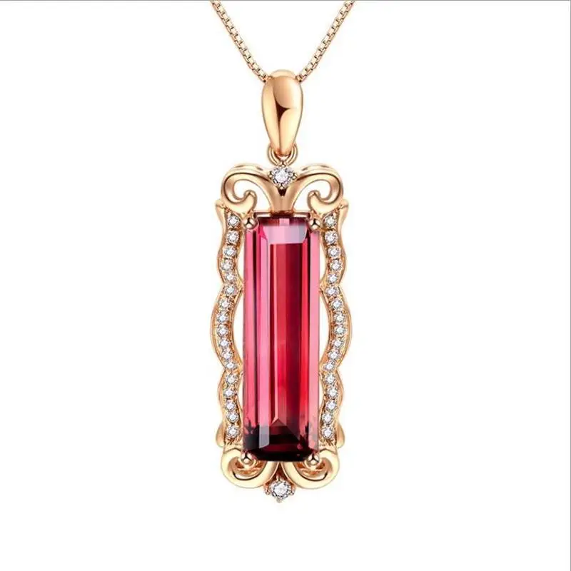 

TJP Cute Crystal Red Rectangle Pendant Necklace For Women Accessories New Fashion Silver 925 Choker Necklace Female Ladies Bijou
