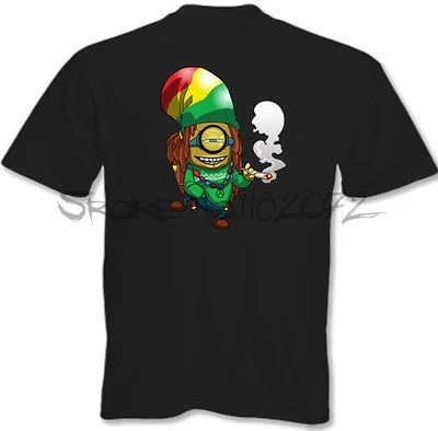 

Rasta Minion Mens Funny T-Shirt Bob Marley Reggae Weed Minions summer brand tshirt for male cotton man tops sbz5349
