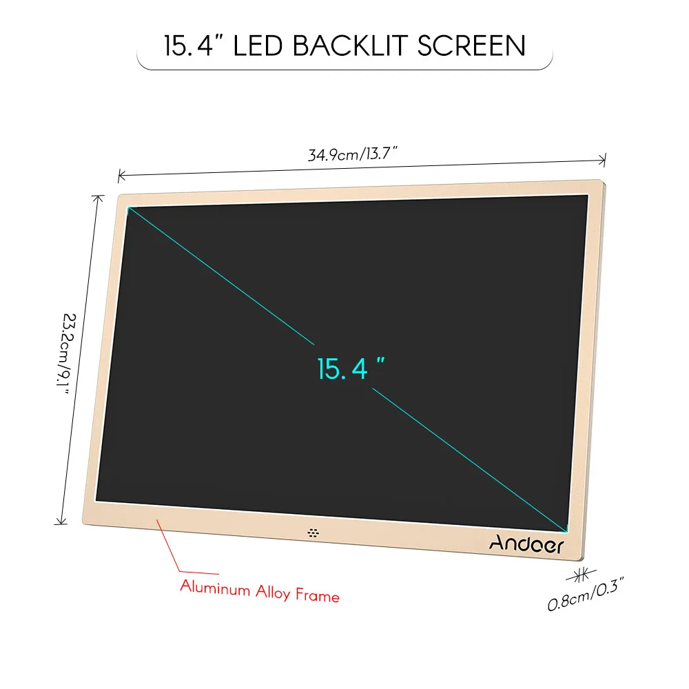 Andoer 15," светодиодный цифровой фоторамка 1280*800 разрешение 1080P алюминиевый сплав с пультом дистанционного управления Рождественский подарок на день рождения