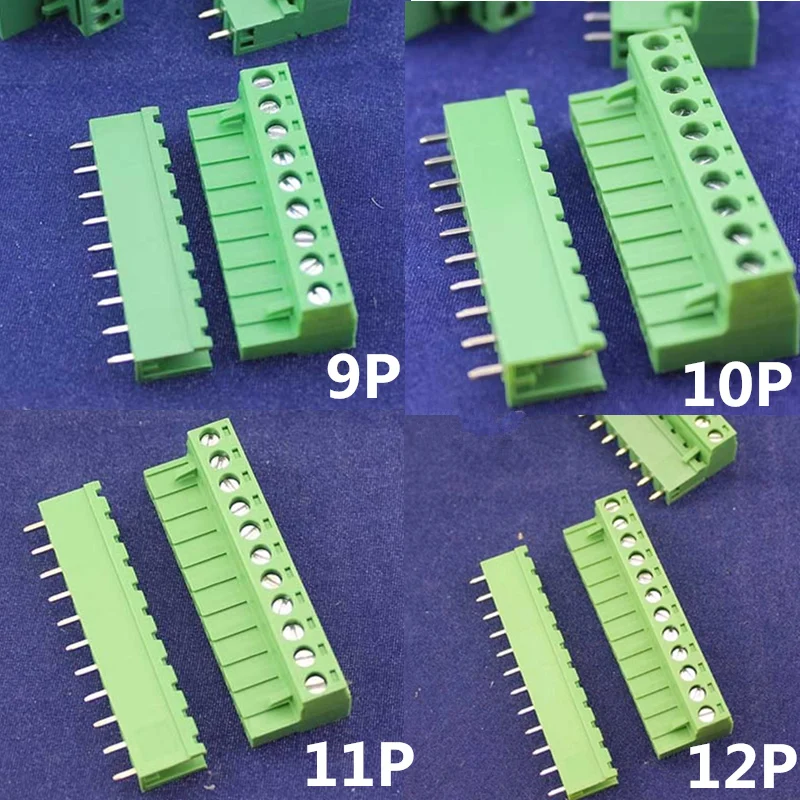 2 комплекта ht5.08 9/10/11/12pin Клеммная вилка типа 300 В 10A 5,08 мм Шаг разъема pcb винт Клеммная колодка