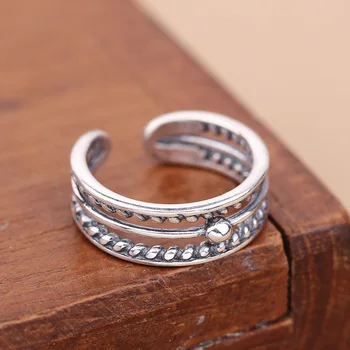 

Bijoux Bohemian Vintage 925 Sterling Silver Multi-layer Rings For Women Wedding Large Open Rings Girls Fancy Jewelry Wholesale