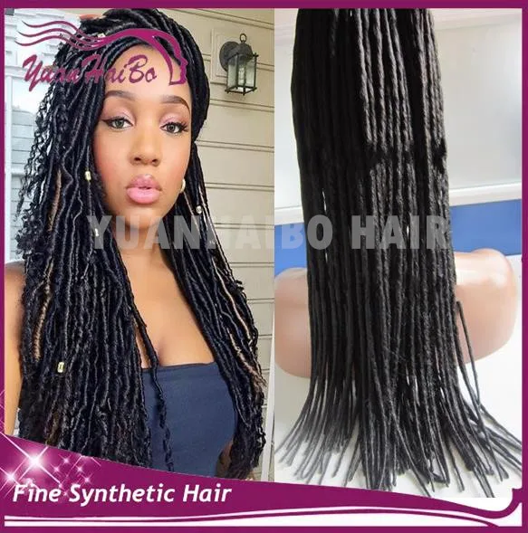 Hot Sale! 22inch 1 jet black synthetic dread lock hair extensions