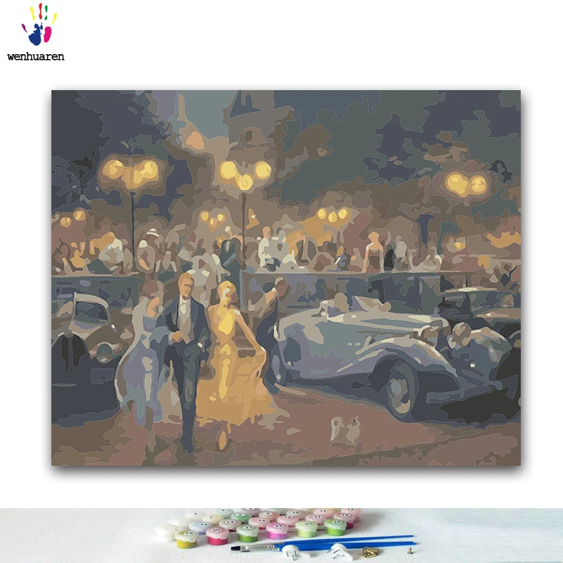 

DIY Coloring paint by numbers At the party paintings by numbers with kits 40x50 framed