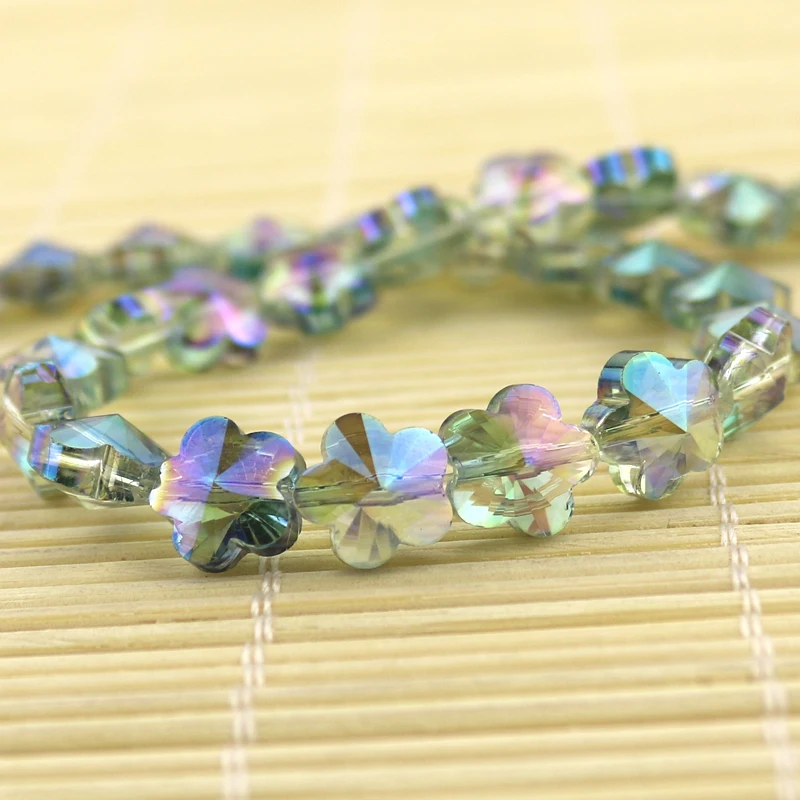 Free Shipping 50pcs High Quality Flower Crystal Beads 10mm Pink Green