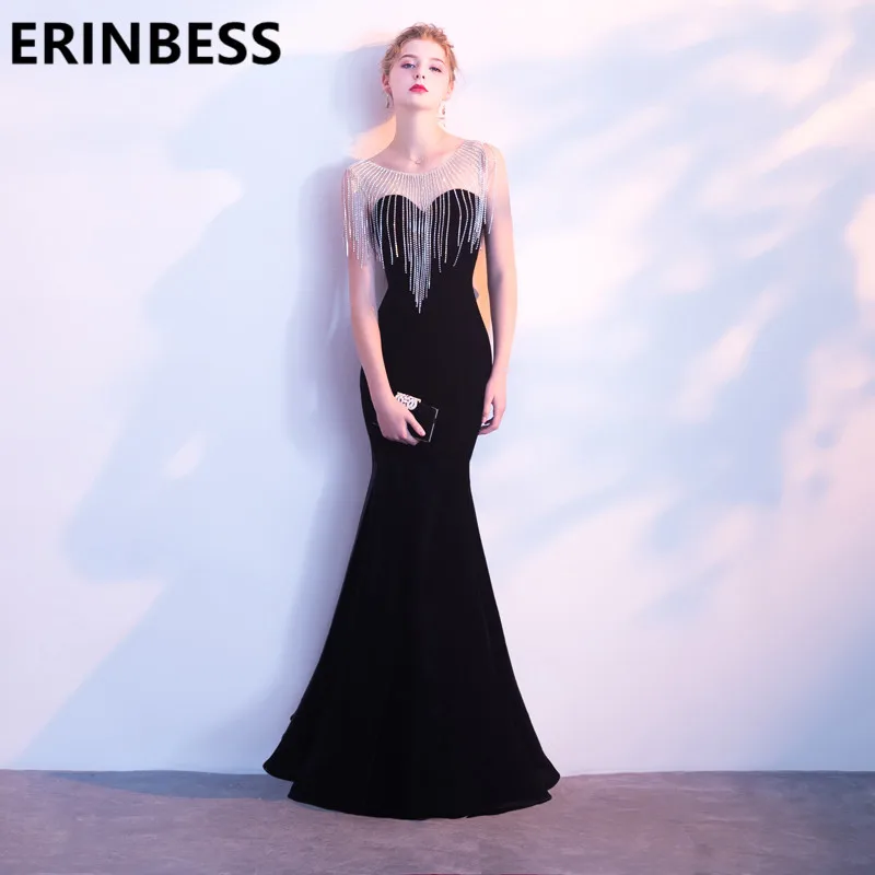 Vestido De Festa бархатное вечернее платье русалки с вырезом бисером бордовые черные