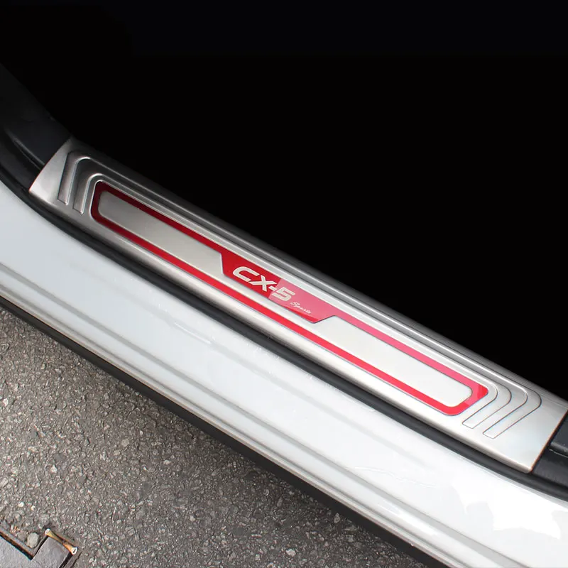 Накладка на порог двери автомобиля из нержавеющей стали, Накладка на порог педали для Mazda CX-5 CX5 CX 5, аксессуары - Цвет: Internal Red