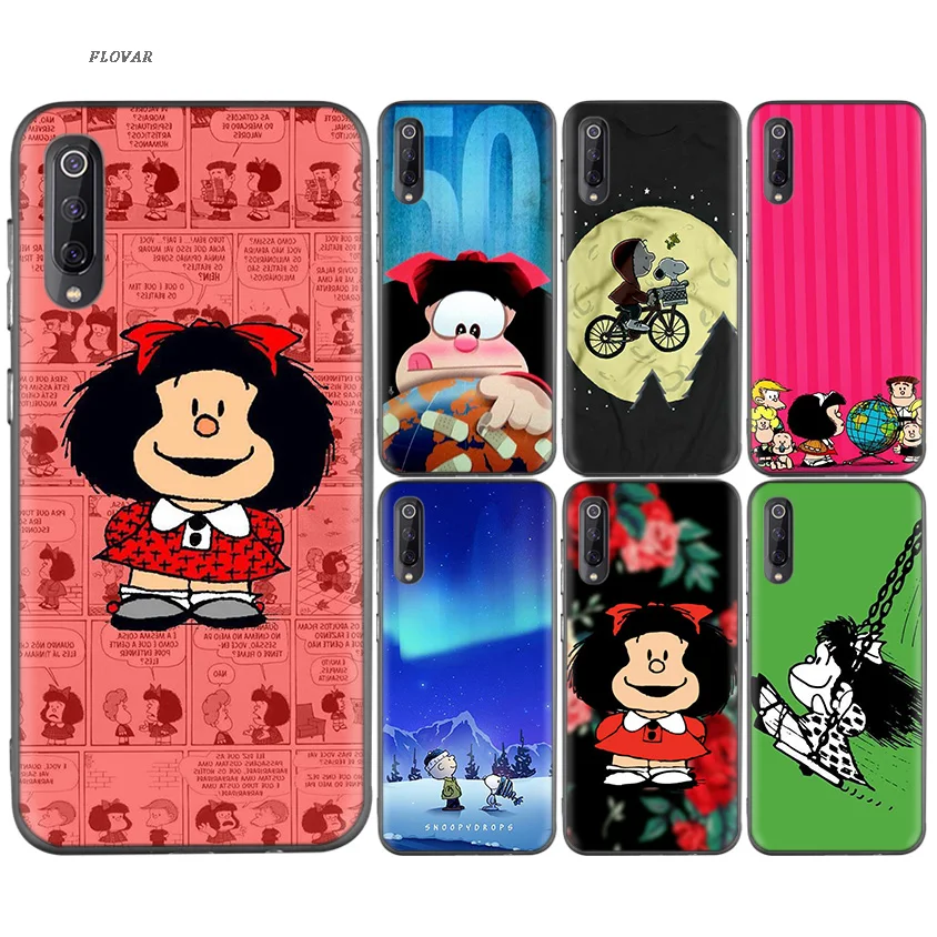 

Mafalda Black TPU Printing Case For Xiaomi 9 8 A2 lite A1 Play Xioami Redmi Note 7 6 5 Pro 4X 4 5Plus GO Cover