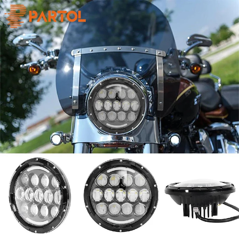 Partol " автомобильный светодиодный фонарь Spider Eyes с Half-Moon DRL Hi/Lo Beam 6000K 6000лм для Harley FLD Trike Touring Softail FLHTCUSE