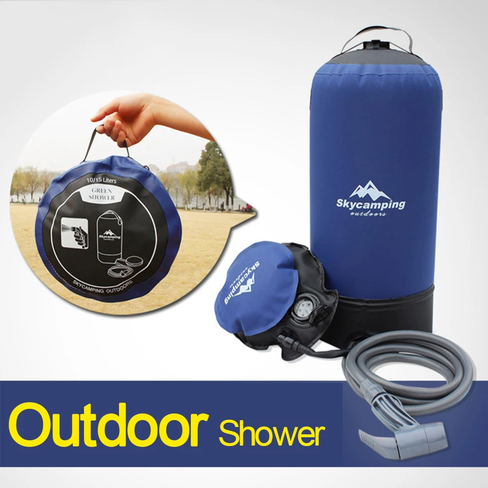 Billige 11L PVC Outdoor Aufblasbare Dusche Druck Wasser Beutel Leichte Bade Reise Wasser Lagerung Tragbare Camping Dusche Wasser Tasche