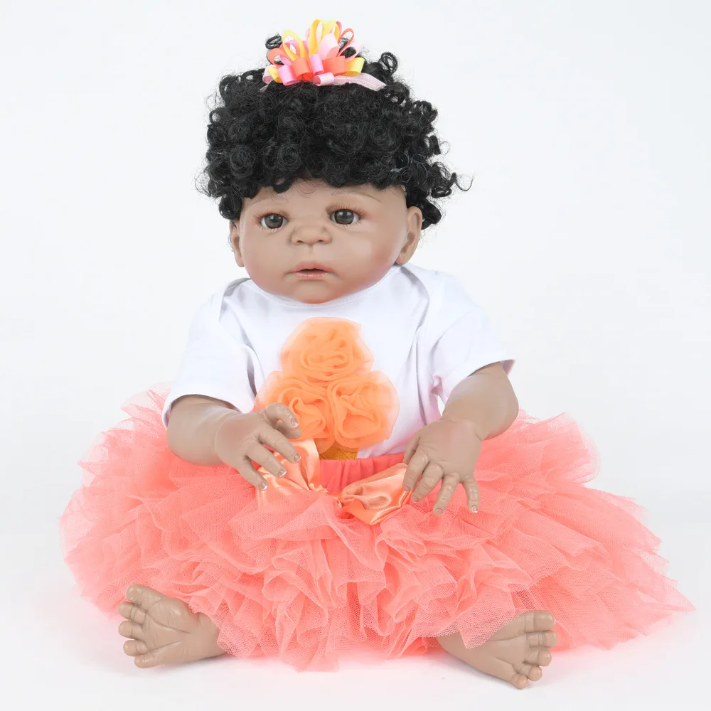 

22 inches Realistic Full Silicone Reborn Doll Lovely Newborn Baby Girl Doll Toy for Kids Birthday Xmas Gift Bebe