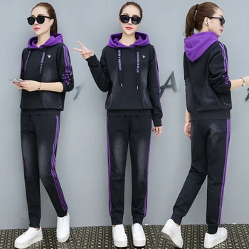 

Loose Fashion Jeans Tracksuit Women Two Piece Set Big Size Year-old Female Costume Conjunto Feminino Ensemble Femme Survetement