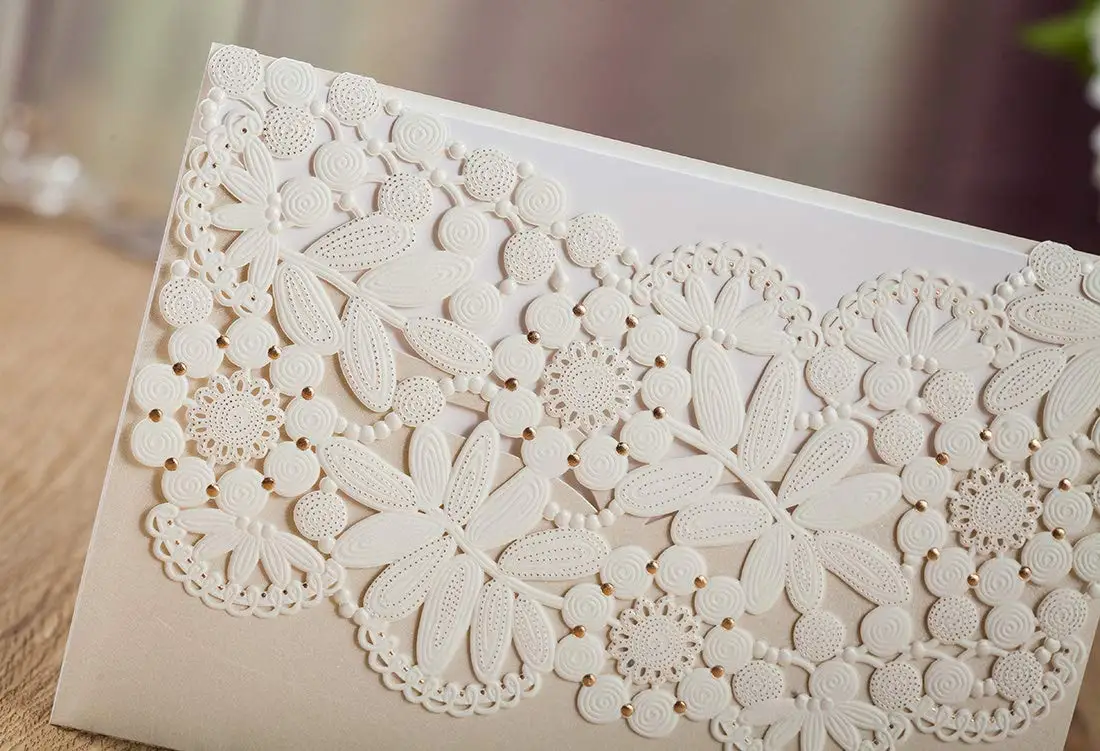  20PCS White Laser Cut Wedding Invitations Cards Lot Blank Birthday Gift Greeting Cards Customized P - 32992863266