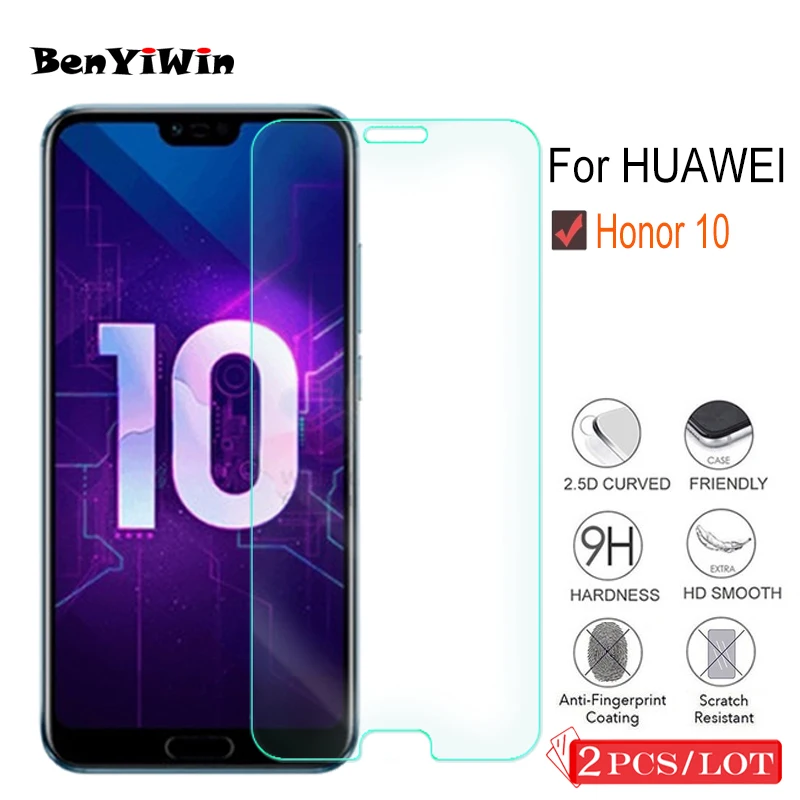 2 шт. закаленное стекло премиум класса для Huawei Honor 10 защита экрана прозрачная