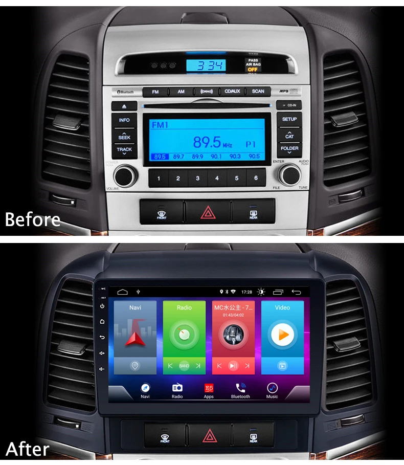 Sale Full Touch Car Android 8.1 Radio Player For HYUNDAI Santa Fe 2005-12 Vehicle GPS Navigation Video Multimedia Built In Bluetooth 4