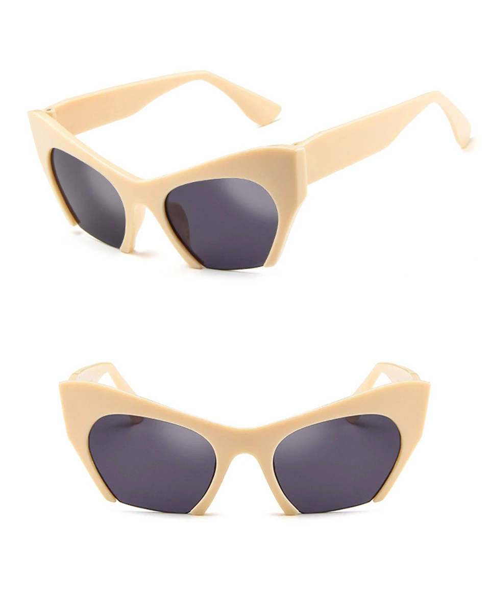  2018 Sexy Cat Eye Glasses Half Frame Black Clear Sunglasses WomenFrame Vintage Black Sunglasses Transparent Shades Ladies UV400 (8)