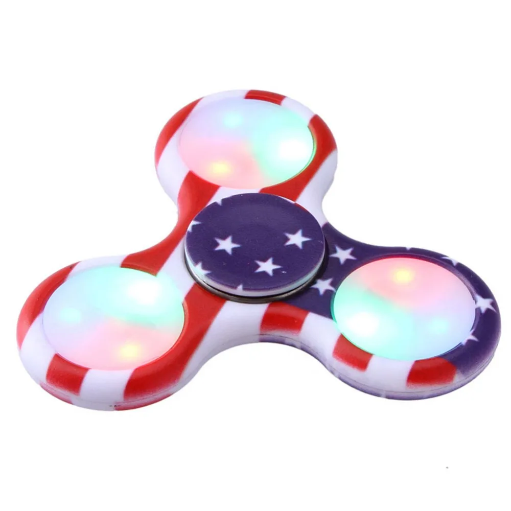 Fidget-Hand-Toy-Finger-Spinner-Steel-Bearing-Pocket-Desk-Focus-Flag-Style-Stress-camouflage-LED-light