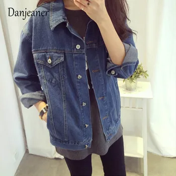 

Danjeaner 2018 Women Basic Coat Denim Jacket Winter Korean Style Jean Jacket For Women Casual Plus Size Denim Coats