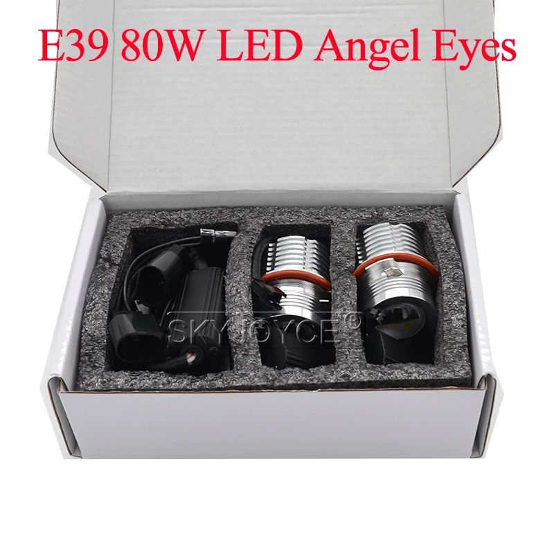 SKYJOYCE 2018 New E39 80W LED Angel Eyes 6500K White DRL Hole Ring Car Styling E39 E60 E63 E53 E65 E83 E87 160W LED Marker Kit (124)