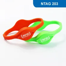 WB11 Водонепроницаемый умный силиконовый браслет для радиочастотной идентификации nfc-браслет с изготовленным на заказ логосом для случая с Ntag 203 чип