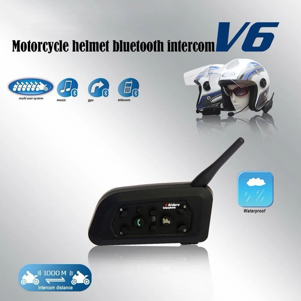 

VnetPhone 1set V6 Intercom Helmet Bluetooth Headset Motorcycle Communication Intercomunicador 6Riders Interphone MP3 GPS