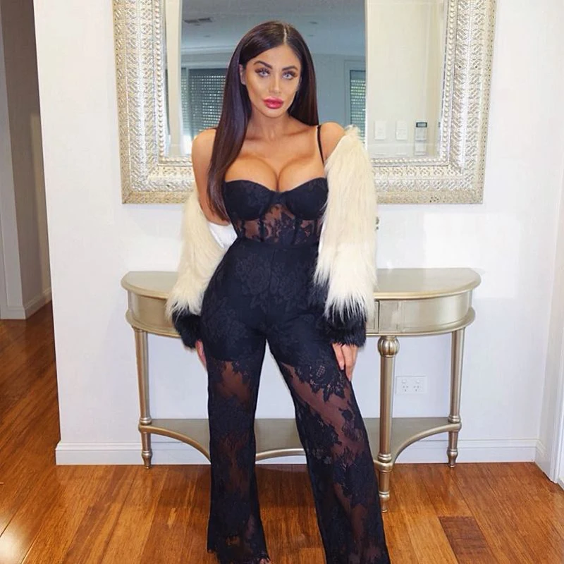Gosexy 2019 New Women Sleeveless Bodycon Jumpsuit Lace Romper Trousers Evening Clubwear