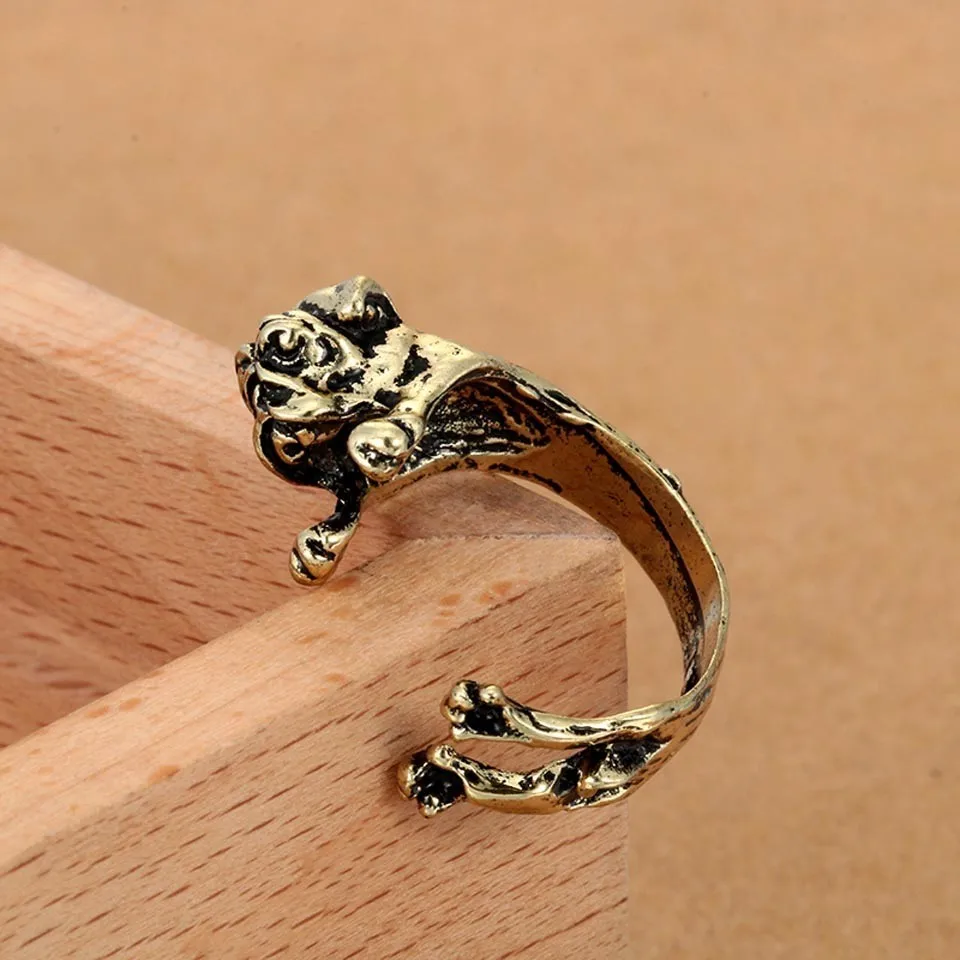 Новая мода 3 цвета старинный антикварный Пудель шик собака открытый размер кольцо симпатичное животное кольцо заводская цена женские ювелирные изделия - Цвет основного камня: H2005GL