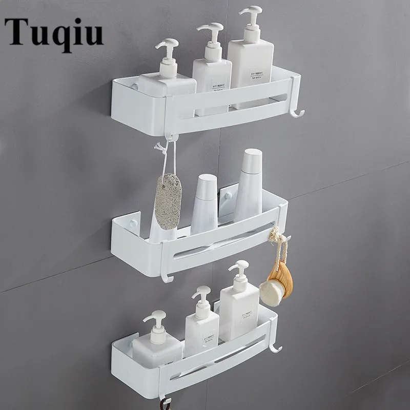Kaufen Wand Montiert Weiß Aluminium Bad Seife Geschirr Bad Dusche Regal Bad Shampoo Halter Korb Halter Ecke regal