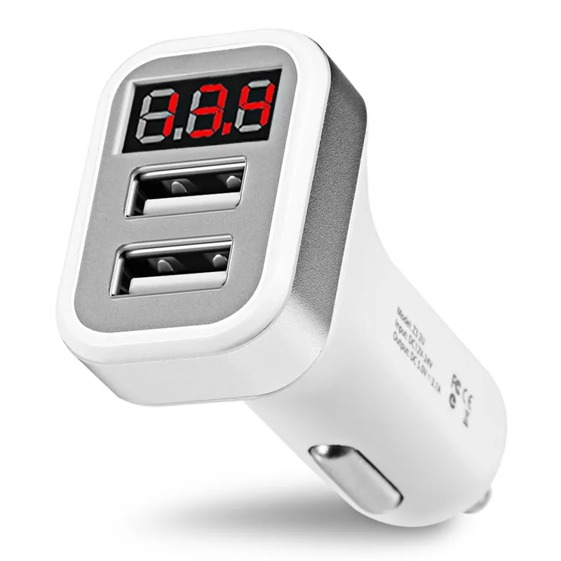 

2.1A Car Charger LCD Display Dual USB Port for iPhone iPad Samsung Xiaomi Phone Charging Adapter Double USB Car-charger