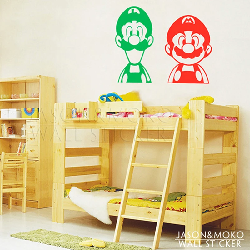 2x братья Супер Марио и Луиджи видео игры nintendo цельные рисунок-Наклейка на стену наклейки на обои, украшение для детской для комнаты мальчика 41x82 см x 50x73 см