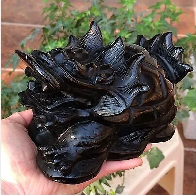 

6.4"Obsidian Natural QUARTZ CRYSTAL Dragon Turtle Lucky Carved Healing 4.4lb