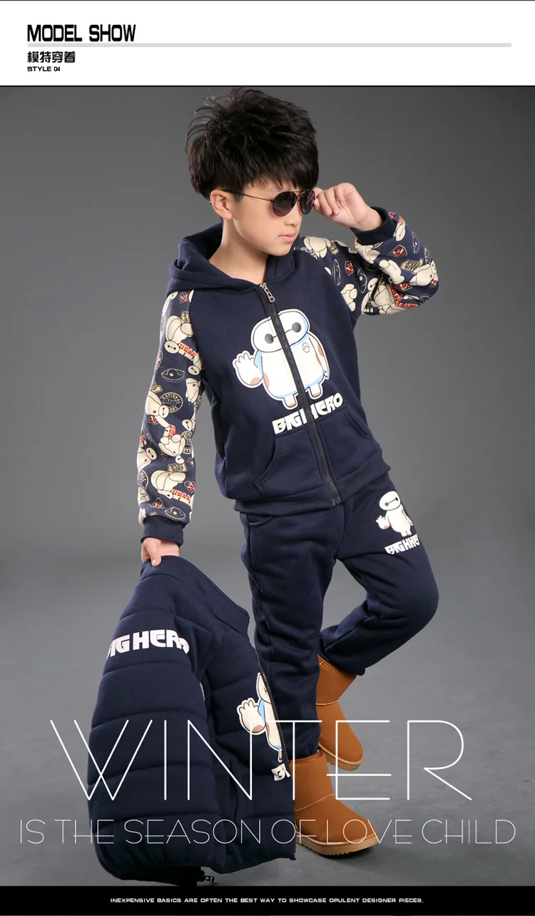 

baby girl boy clothes White boy boutique thickening three piece and 16 new children with velvet hooded suit dress