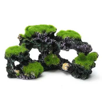 

1 Pcs Mountain View Aquarium Decoration Moss Tree House Resin Cave Fish Tank Ornament Decor Landscap Decorative Accessories