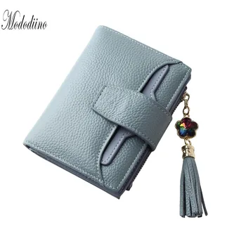 

Mododiino Split Leather Women Wallet Clutches Small Wallet Zipper Purses Tassel Fashion Coin Purse Card Holder Clutch DNV1133