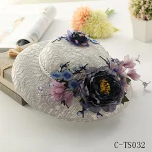 C-TS032 Classical Silver and Gray Morden Hat Beautiful Elegant Flower Bridal Hat Hair Accessories