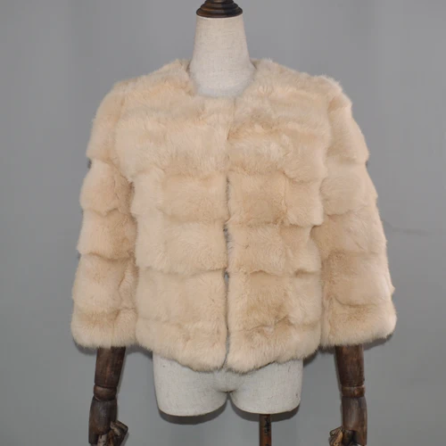 Новинка,, Женское пальто из натурального меха, Осень-зима, теплая мягкая куртка из натурального кроличьего меха, хорошее качество, короткая шуба из кроличьего меха - Цвет: khaki