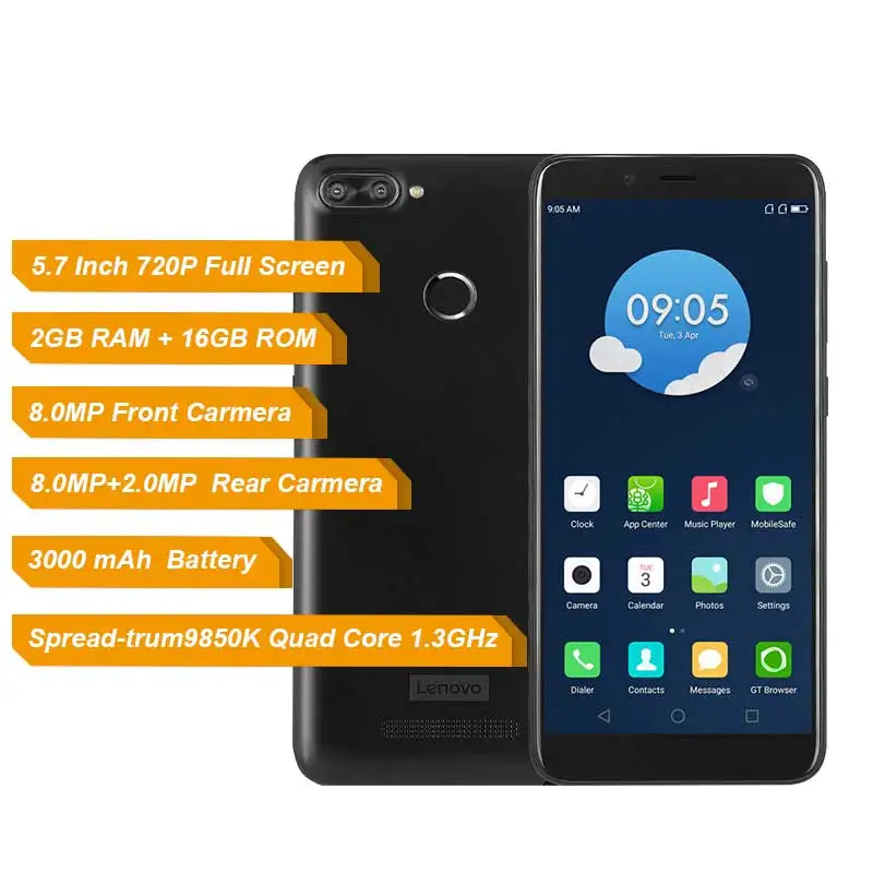 Global Version Lenovo K320t 5.7 inch 18:9 Full Screen Mobile Phone 4G LTE Smartphone 2GB RAM 16GB ROM Fingerprint 3000mAh