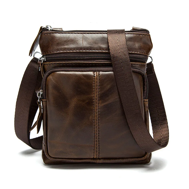 WEIXIER модные Для мужчин сумка из настоящей кожи, сумка через плечо, высокое качество Дорожная сумка через плечо, мужская, из бычьей кожи на плечо Повседневное Бизнес сумка - Цвет: Coffee