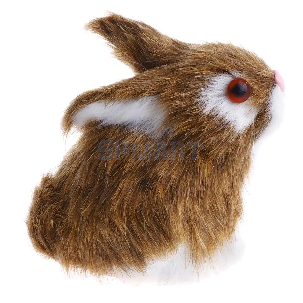 Lifelike Simulation Plush Stuffed Rabbit Hare Bunny Animals Model Figure Plush Figures Soft Toy Home Decoration Brown
