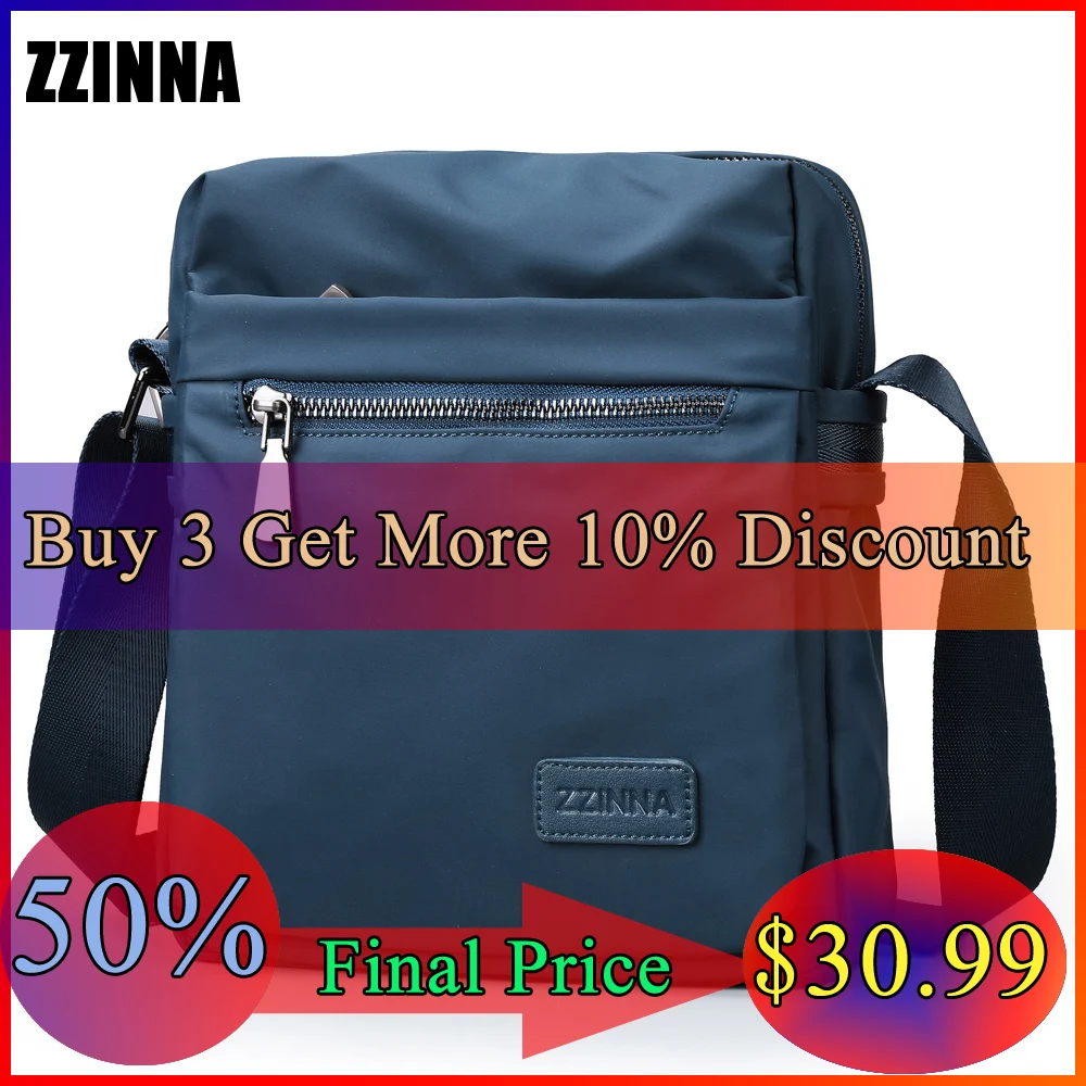 

ZZINNA Water Repellent Casual Business Wild Messenger Bag for Men Summer Travel Blue Pack Flexible Compact Carry Sumka No.1 Use