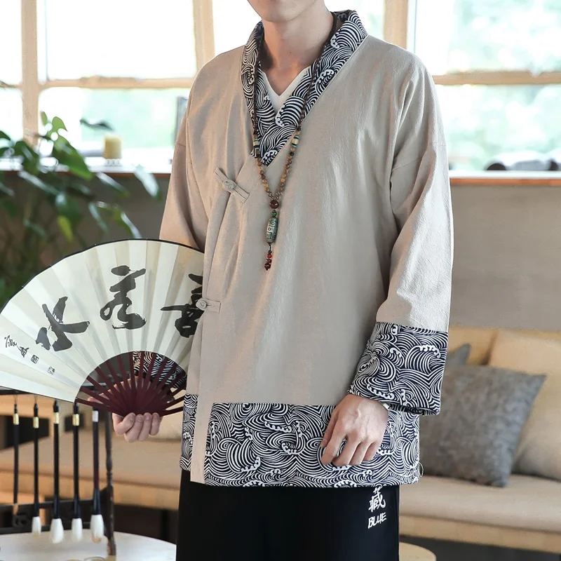 Традиционная китайская одежда для мужчин Новая мужская азиатская одежда кимоно кардиган для мужчин Yukata Haori японские пижамы для мужчин s KK2731