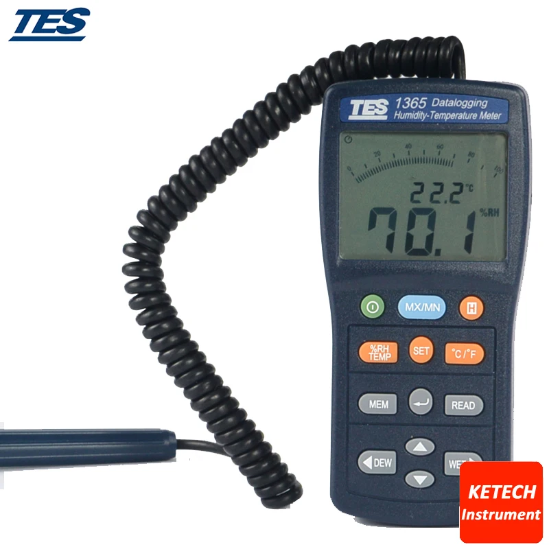 

Digital Datalogging Humidity Temp Temperature Meter Tester Software RS-232 TES1365