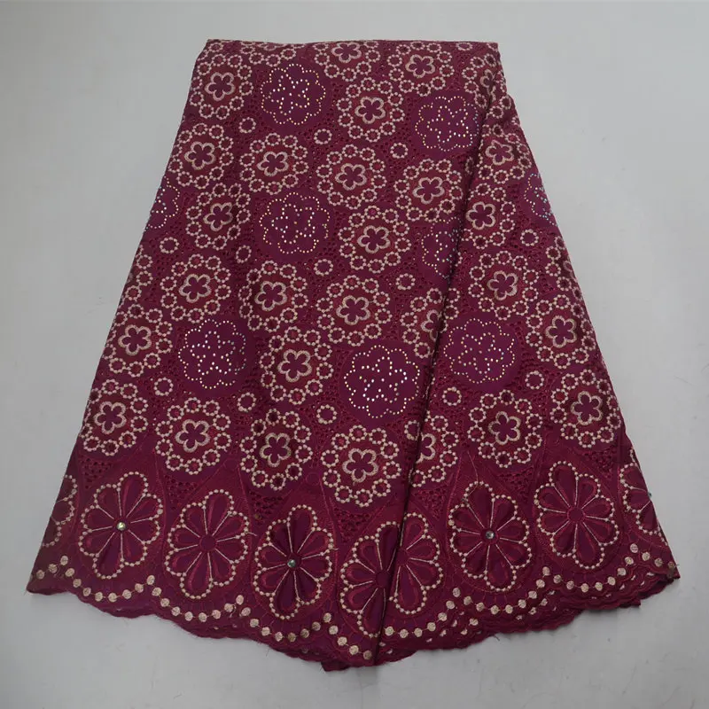 

2019 wine red Color Latest African Cotton Swiss Voile Lace Fabric High Quality African Swiss Voile Lace In Switzerland -J5