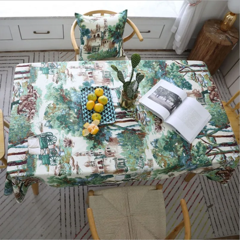 

New Rectangular Tablecloth Fabric Thickened Cotton Wedding Table Cover For Home Decoration Printing Table Cloth Drop Shipping