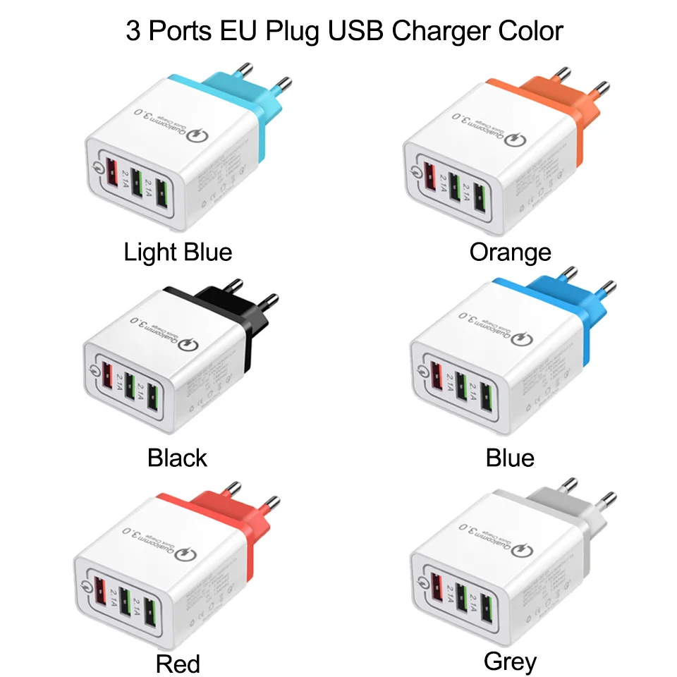 Tendway Qc 3,0 быстрое Usb зарядное устройство для путешествий Быстрая зарядка 3,0 Мульти Usb зарядное устройство для мобильного телефона 3 порта ЕС США портативное быстрое зарядное устройство